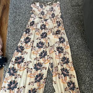 long pant romper. white, orange, and grey!